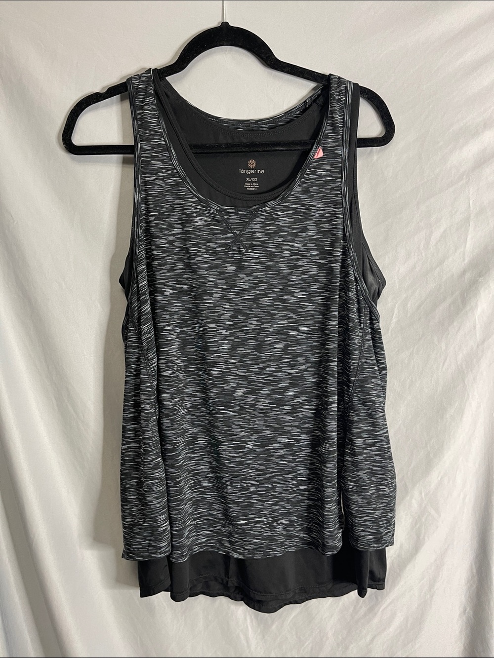 Tangerine Black and Gray Space-Dye Layered Athletic Tank